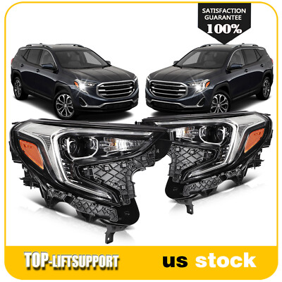 Headlights Assembly For 2018-2021 GMC Terrain SL SLE SLT Black Housing Pair