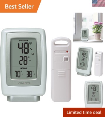 High-Accuracy Wireless Indoor Outdoor Thermometer & Hygrometer - Compact White
