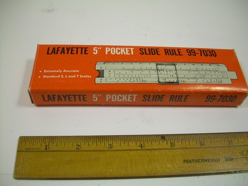 Lafayette 5" Pocket Slide Rule 99-7030 * Vintage Old Store Stock w box logarithm - Picture 8 of 12