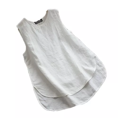 Womens Cotton Linen Sleeveless Loose Tank Top Vest Ladies Casual T-Shirt Blouse - Bild 7 von 24