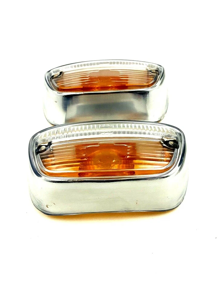 Juego de lentes de luz intermitente delantera izquierda y derecha cromada Peugeot 404 NUEVO #358-set Foto 2 de 4