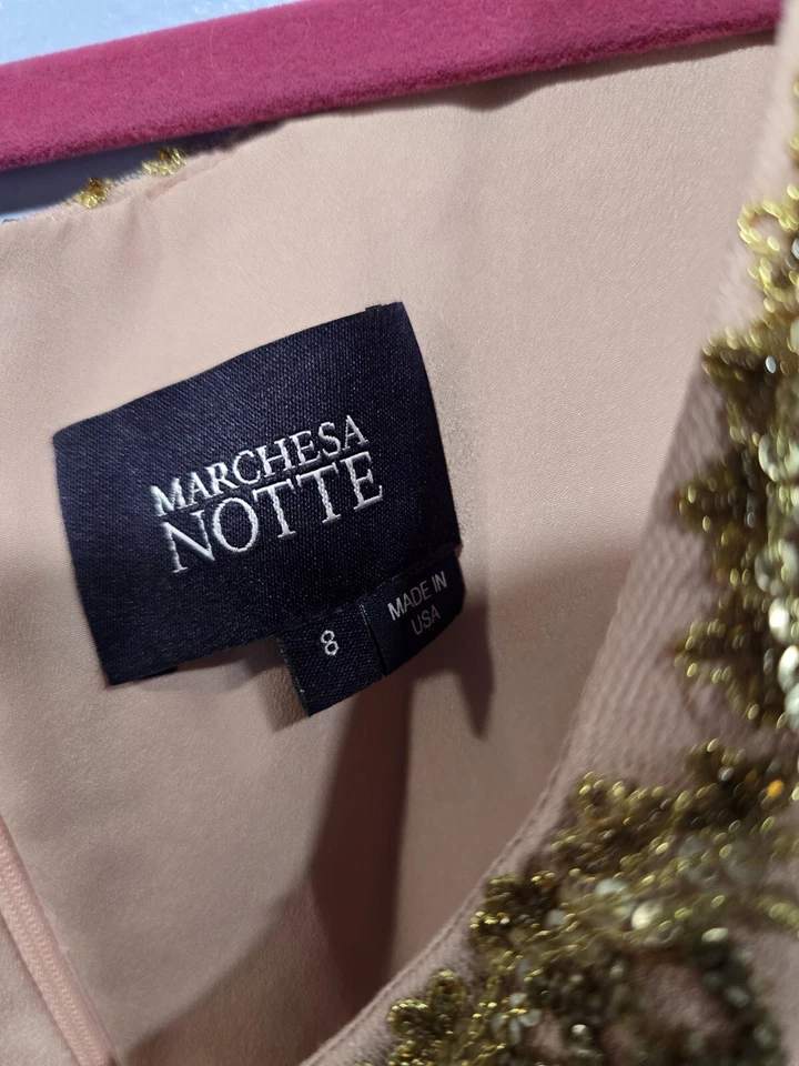 Vestido MARCHESA NOTTE Corpiño con Cuentas Cóctel/Promoción/Formal Talla 8 Foto 2 de 4