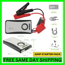 Car Jump Starter & 6000mAh USB Portable Power Bank w/ Flashlight & Jumper Cables