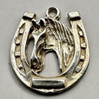 Horseshoe Horse Head Center Pendant Sterling Silver Equestrian Western Charm