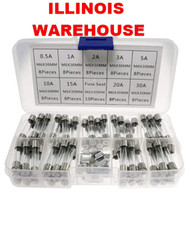 72 Pcs AGC Auto Glass Fuse 0.5A to 30A ( 6mm X 30mm) Kit (9)Assorted Sizes W/Box