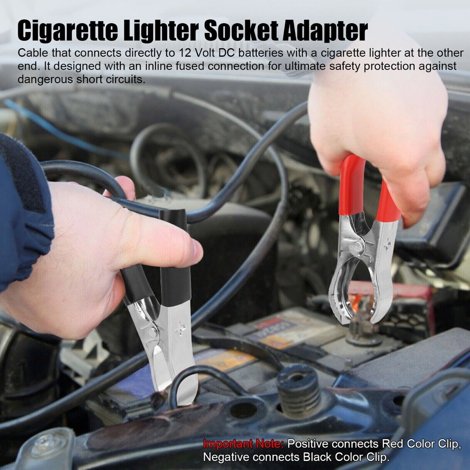 12V 50A Clip-on Cigarette Lighter Socket Car Battery Power Extension Adapter