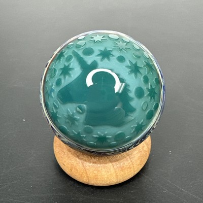 Handmade Contemporary Art Glass Marble 1.60'' Sand Carved Unicorn Swirly Boro MIB