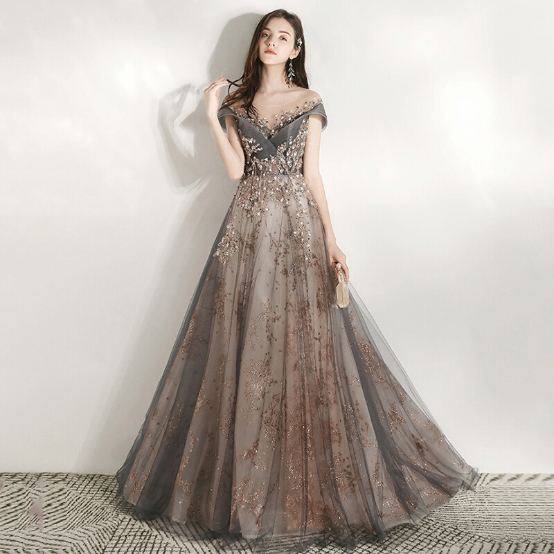 Womens Evening Dress Banquet 2024 Annual Meeting Host's Slim Fluffy Skirt  Dress | eBay