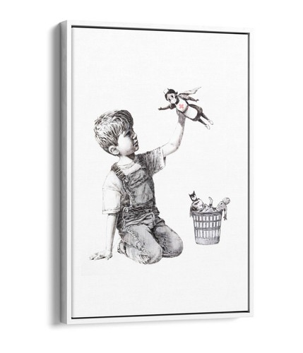 BANKSY SUPERHELD NURSE - FLOAT-EFFEKT LEINWANDKUNST BILDDRUCK - GRAU - Bild 11 von 12