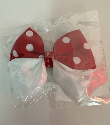 Lote de 5 lazos de pelo rojo/blanco con respaldo de clip fácil - Imagen 4 de 11