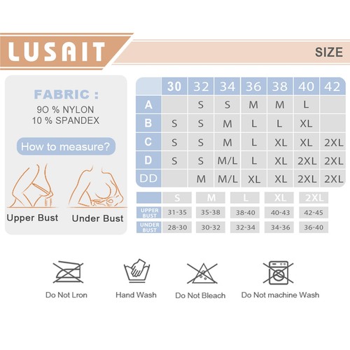 Lusait Beige Strapless Bra Wireless Tube Top Bralette Non-Slip Padded XL - Picture 6 of 6