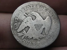 1857 P Silver Seated Liberty Quarter- Philadelphia, About Good Details
