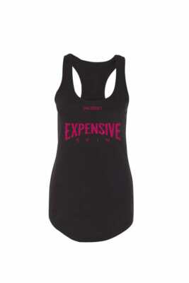 InkAddict WOMENS EXPENSIVE SKIN III GLITTER Tank Top BLACK/PINK SMALL-2XLARGE