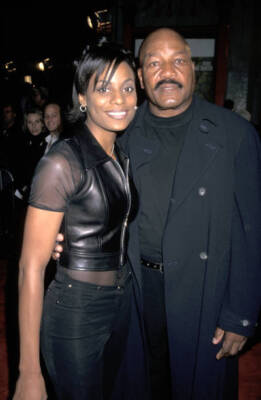 Jim Brown Wife Monique Mars Attacks! LA Premiere at Manns Chin- 1996 Old Photo