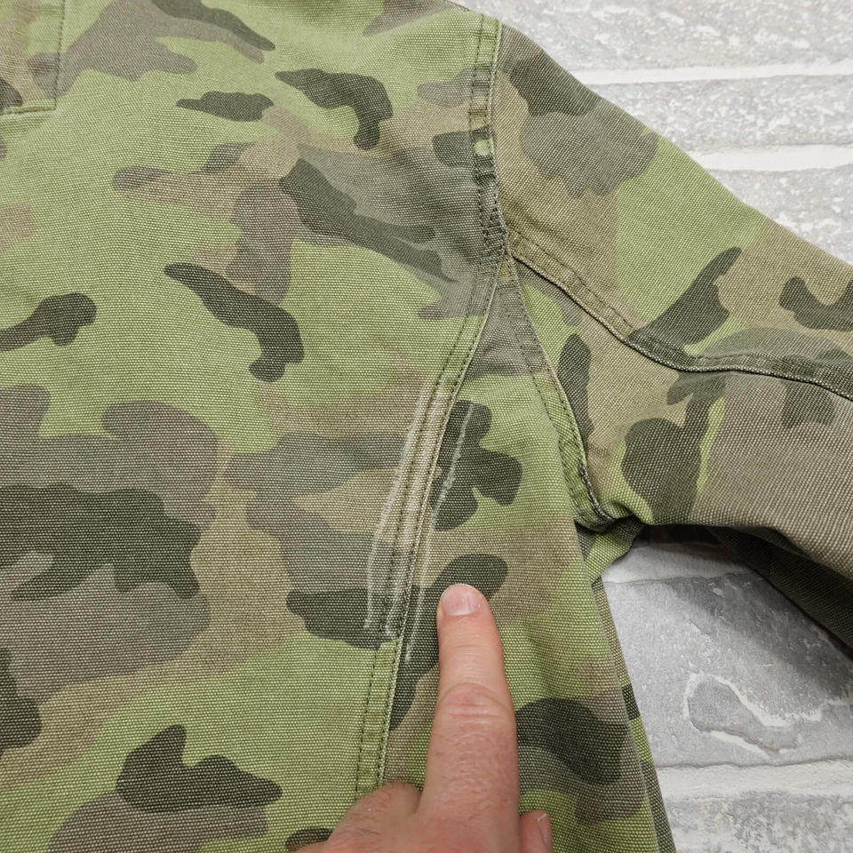 Chaqueta Billabong Mujer Mediana Verde Lona Camuflada Militar Granero Tareas Foto 2 de 4