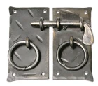 Handmade 4.15" Square Cabinet Door Latch + Handles Antique Iron Cupboard Lock