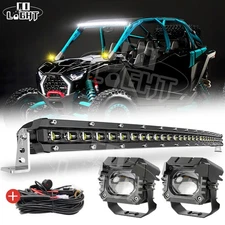 For 2020-2025 Polaris RZR Pro XP Roof 32"Curved LED Light Bar Wire w/3" Pods Kit