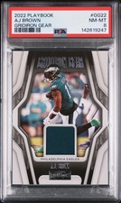 2022 PANINI PLAYBOOK GRIDIRON GEAR #GG22 A.J. BROWN PSA 8