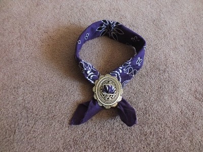 Upcycled Repurposed Bandana Necklace & Silver Concho Slide Deep Purple
