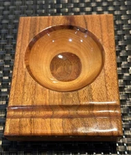 Vintage Hand Carved Real Wooden Lacquered Cigar Ashtray Outdoor/ Indoor 