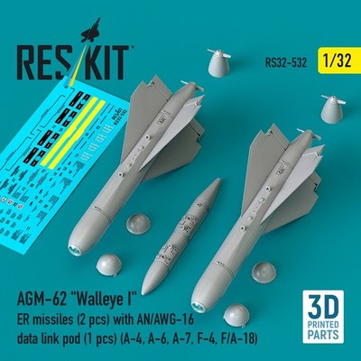 ResKit RS32-0532 AGM-62 Walleye I ER (2 pcs) with AN/AWG-16 Pod 1/32 Upgrade