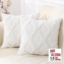 Spring Throw Pillow Covers 18x18 Inch Set of 18" x 18" Pack of 2 Cream White