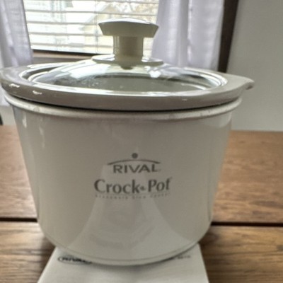 Rival Crock-Pot Slow Cooker White Stoneware Glass Lid Dishwasher Safe