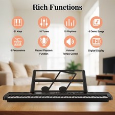 61-Key Electric Piano + Stand,Speakers &ndash; Portable, Light-Up Keys