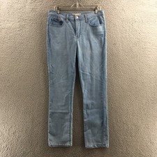 Levis 314 Straight Leg Jeans Womens 32 Blue Cotton Blend Mid Rise Button Front