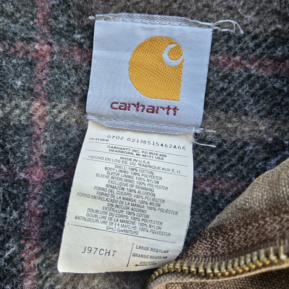 Vtg 2000s Carhartt J97 CHT Detroit Canvas Jacket Large Chestnut