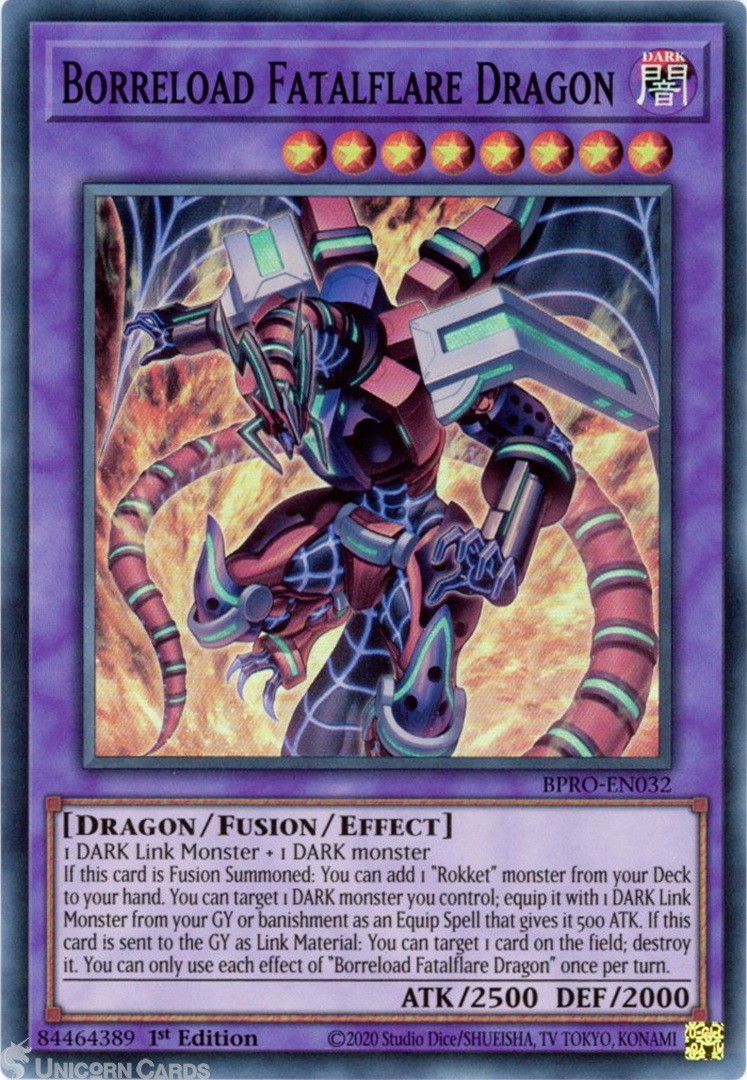 BPRO-EN032 Borreload Fatalflare Dragon : Super Rare 1st Edition Mint YuGiOh Card