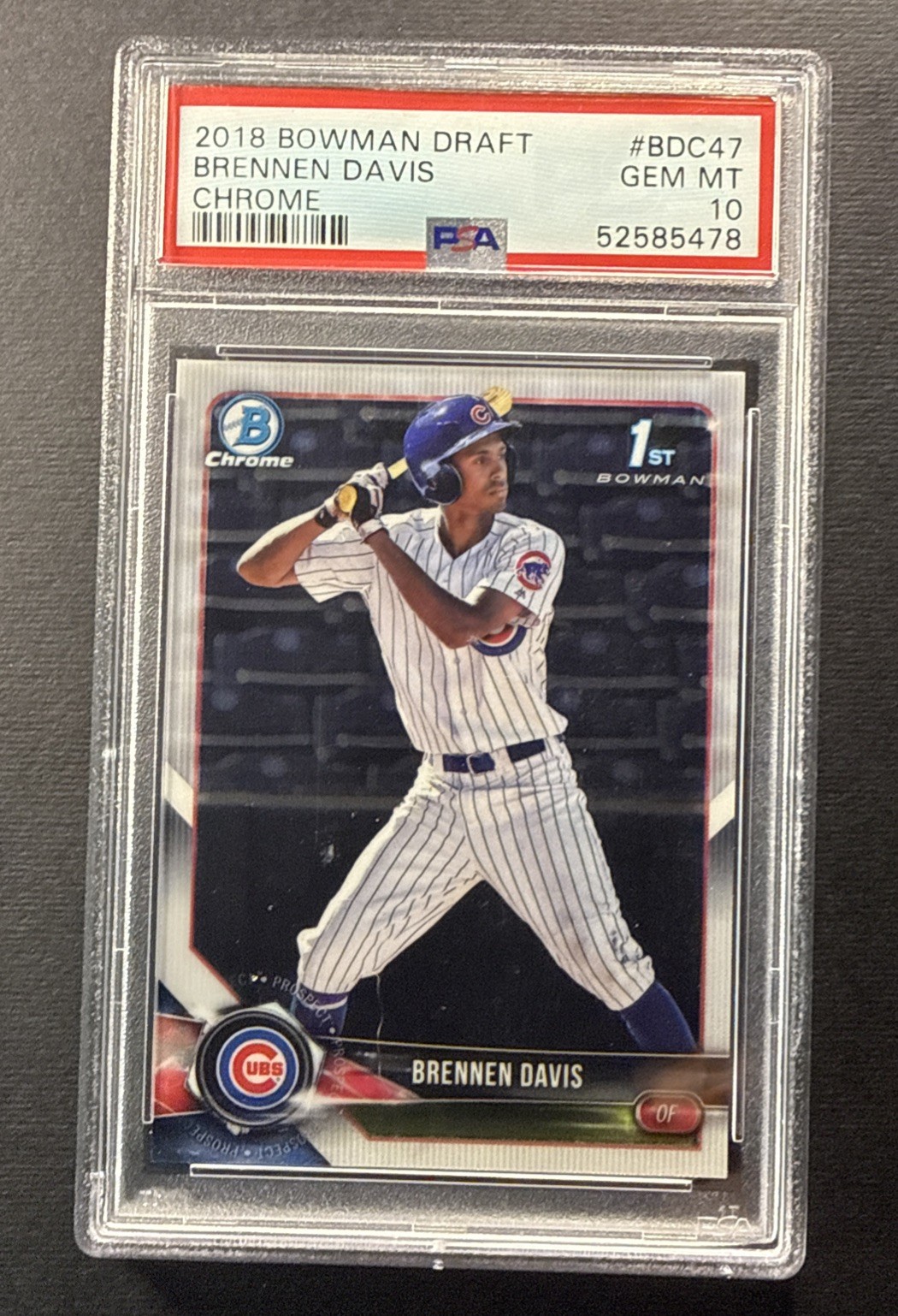 2018 Bowman Draft Chrome 1st Brennen Davis BDC-47 PSA 10 Chicago Cubs Baseball
