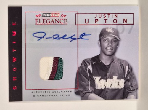 Justin Upton GAME USED LOGO PATCH + AUTO RC MINT