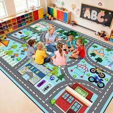 Car Rug Play Mat 8x10 Feet - Road Rug for Kids Boys Room, Fun Race Track