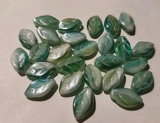 Czech Leaf Beads 13 Pcs Two Tone Teal 12mm x 7mm