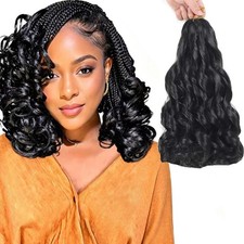 French Curl Braiding Hair 12 Inch Natural Black 12 Pack of 8 , 1B