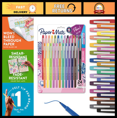 Vibrant Felt Tip Pens, Medium Point 0.7mm, 24 Count - Perfect for School, Art &