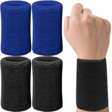 4 Pack 6 Inch Wrist Sweatbands Tennis Wrist Bands Absorbent Sweat Band for Me