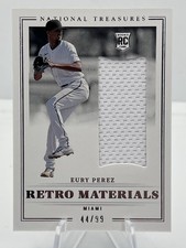 2023 Panini National Treasures Eury Perez Retro Materials #44/99 Miami Marlins