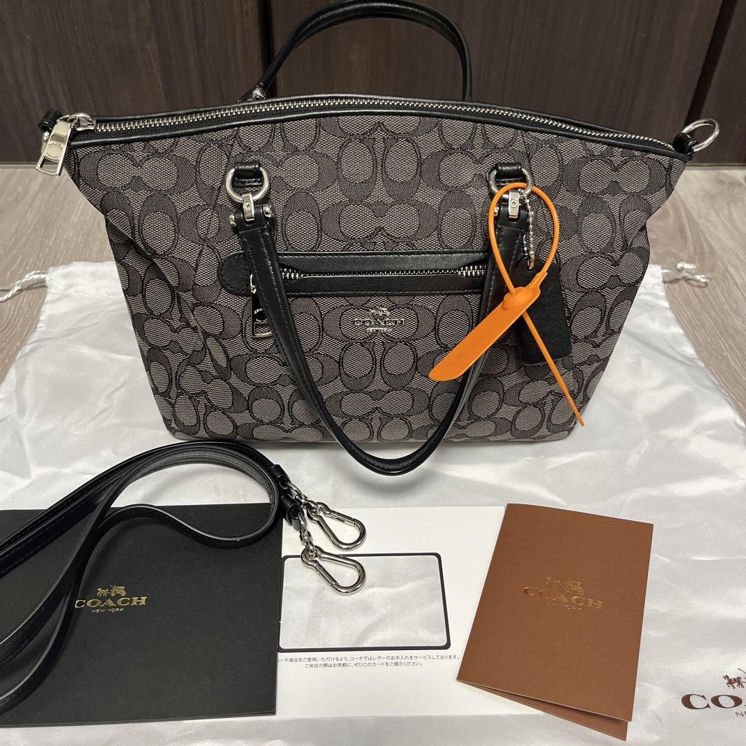 Coach Grey & Black Water-Resistant Shoulder Bag - Gently Used with Minor Wear