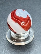 Akro Silver Oxblood Split Corkscrew Marble w/ Purple Tail Vintage Marbles 0.629”