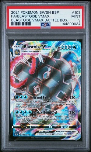2021 POKEMON SWSH BLACK STAR PROMO #103 FULL ART/BLASTOISE VMAX PSA 9