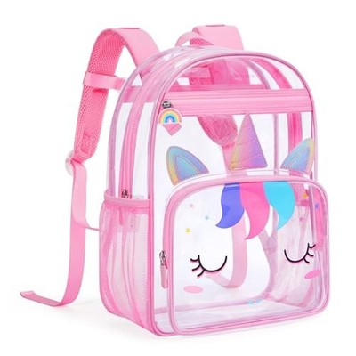 mommore Clear Backpack Heavy Duty PVC Transparent Bookbag for School Unicorn