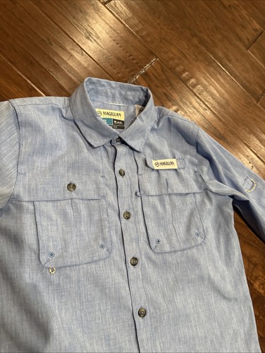 Magellan Fishing Shirt Youth M (10-12) Long Sleeve Boys Blue Vented Sun - Picture 2 of 9