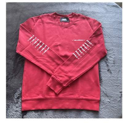KARL LAGERFELD Damen Pullover XS Rot Rundhals Langarm Logo-Print