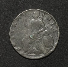 William & Mary - 1690 TIN HALFPENNY... plug intact