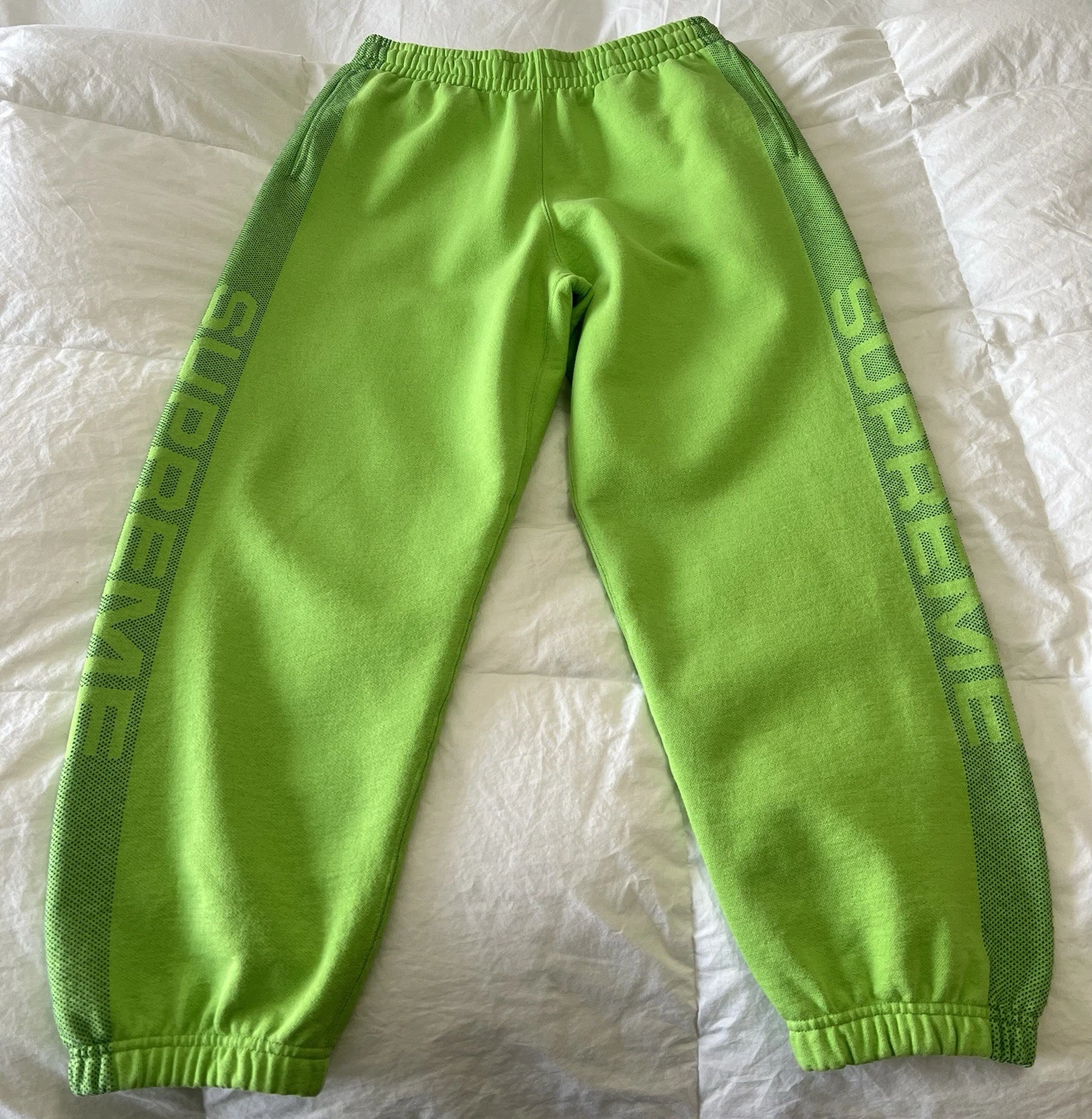 Supreme   Homme Petit   Pantalon de jogging polaire vert citron taille élastique coton