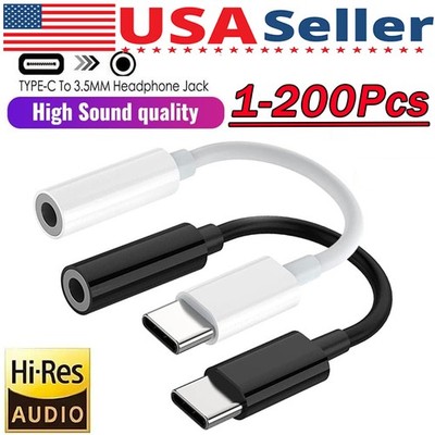 1~200 USB-C Type C to 3.5mm AUX Headphone Jack Adapter For iPhone 17 Android Lot