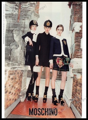 Moschino 2010s Print Advertisement 2013 Legs Socks Girls School Mini Skirts