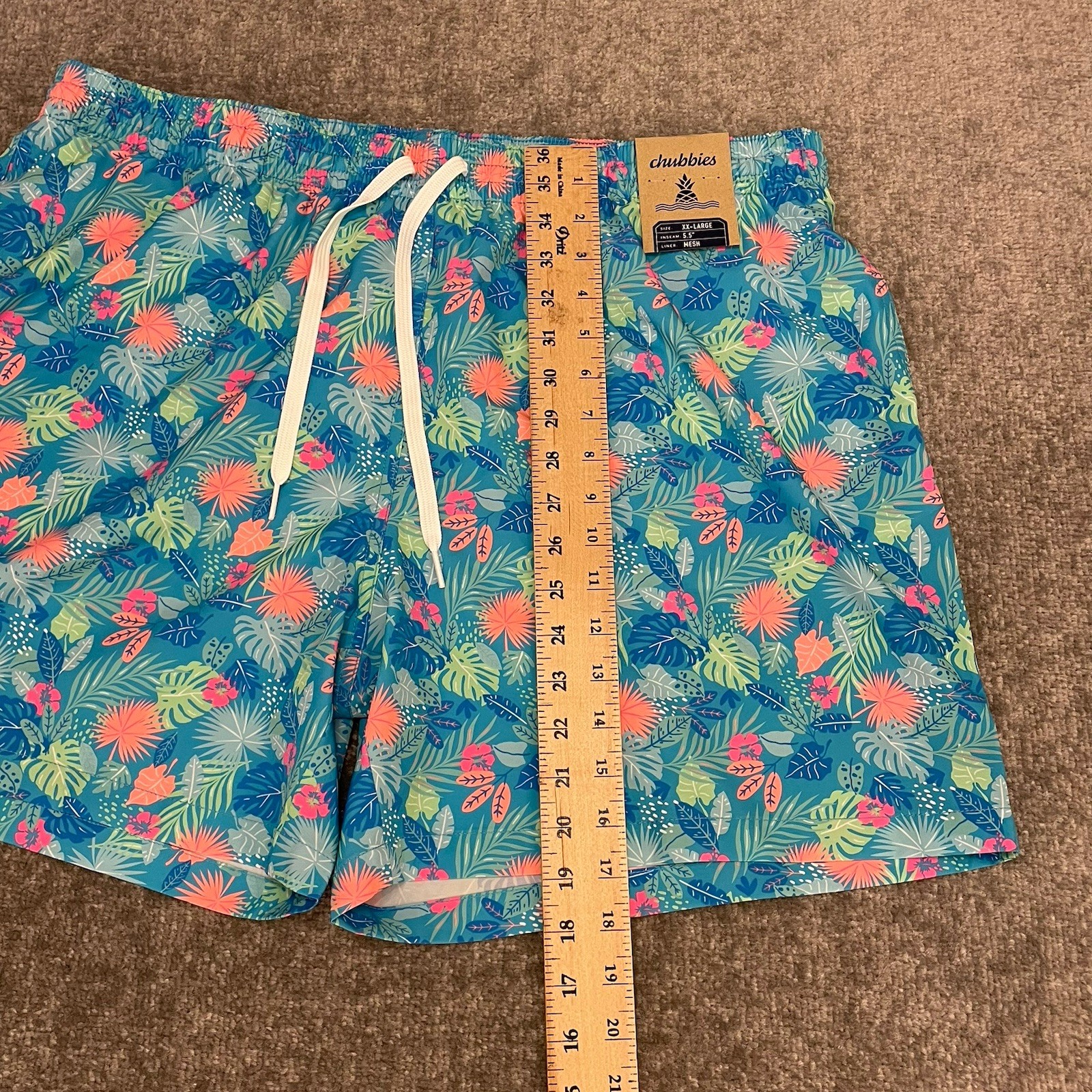 Chubbies Swim Trunks Mens XXL Blue Wild Tropics Pockets Beach Summer NEW $69